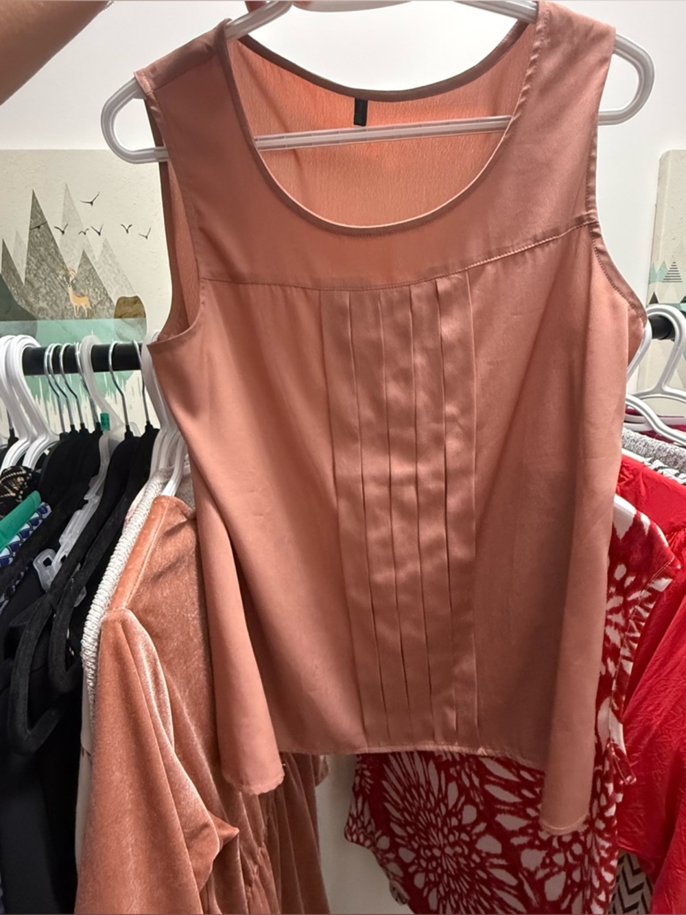 United Colors Of Benetton Sleeveless Pleated Shell Top - Dusty Rose